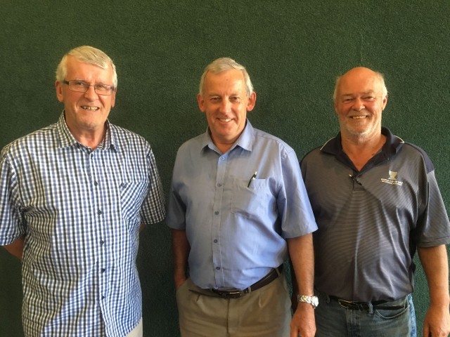 Winners of the John Eldridge Teams Trophy: (l-R) Noel Grigg, Grant Jarvis &amp; Ken Yule along with Kathy Yule (unfortunately absent from the pic) were the top team out of 28 in the John Eldridge Teams competition.